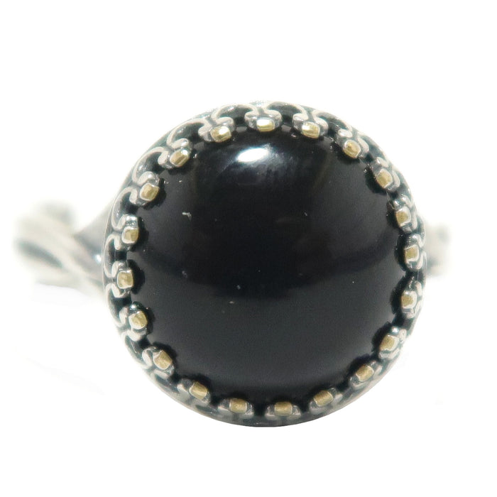 Onyx Ring My Watchful Guardian Round Black Gem Sterling Silver
