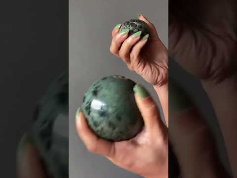 video on green jasper spheres