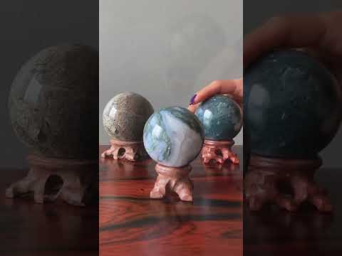 video on moss agate spheres
