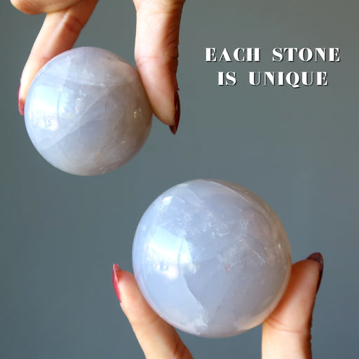 two blue quartz spheres