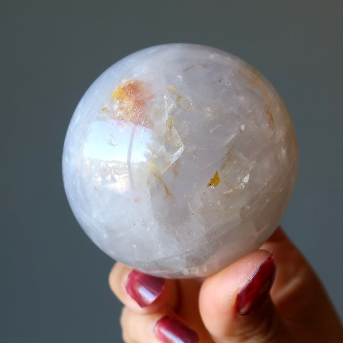 Blue Quartz Sphere Misty Lavender Rose Gray Crystal Ball