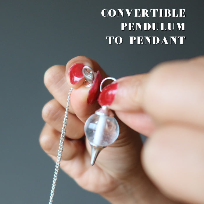 Clear Quartz Pendulum Crystal Ball Mind Power Convertible Pendant