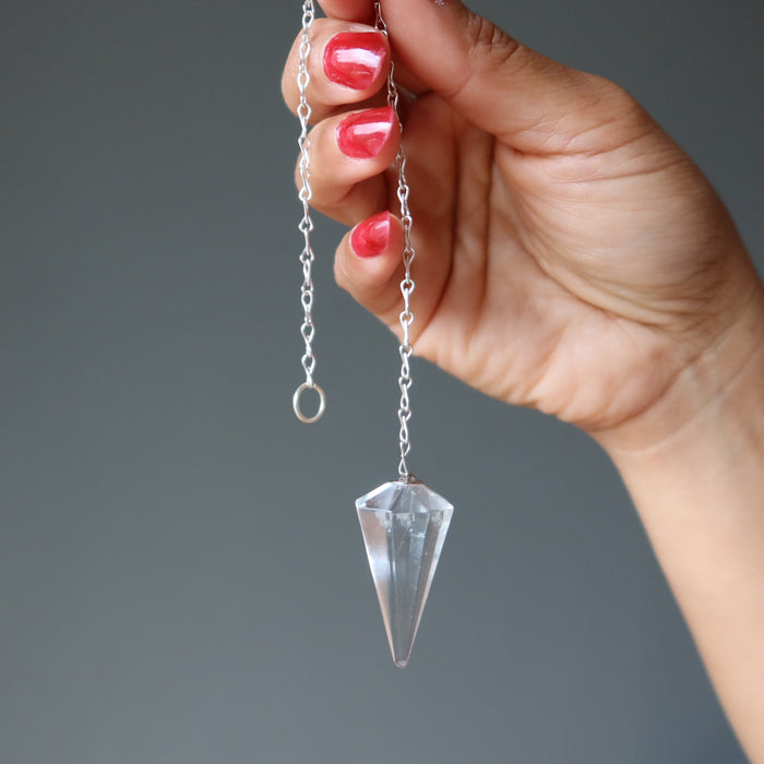 Clear Quartz Pendulum Crystal Divination Dowsing Faceted Stone