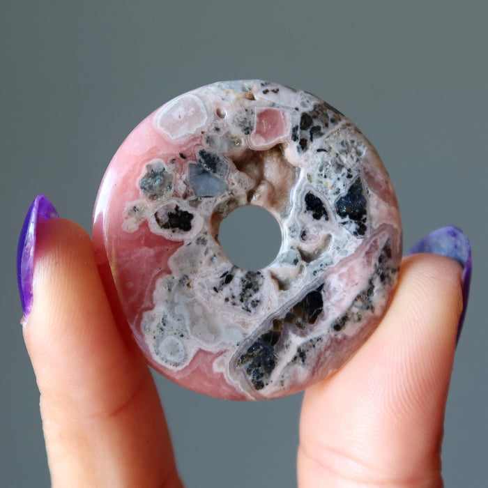 Rhodochrosite Gemstone Donut Soulmate Pink Infinity Loop