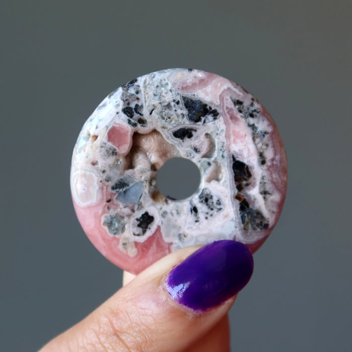 Rhodochrosite Gemstone Donut Soulmate Pink Infinity Loop