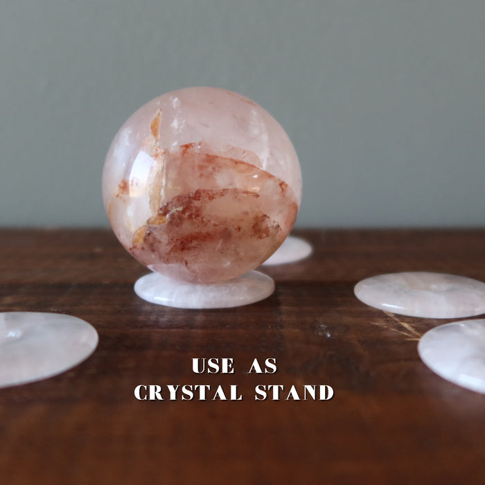 Rose Quartz Gemstone Donut Pink Pendant Display Stand