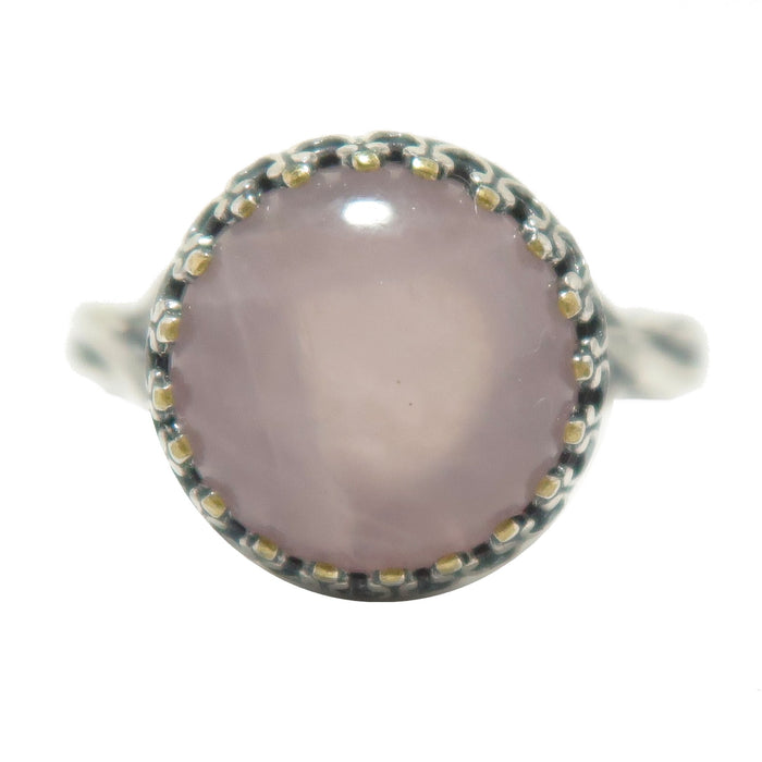 Rose Quartz Ring Circle of Loving Pink Sterling Silver