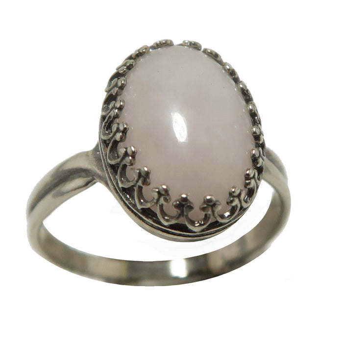 Rose Quartz Ring Classic Beauty Pink Oval Sterling Silver Adjustable