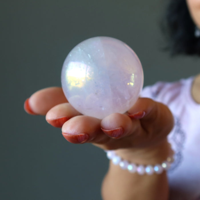 aura rose quartz crystal ball