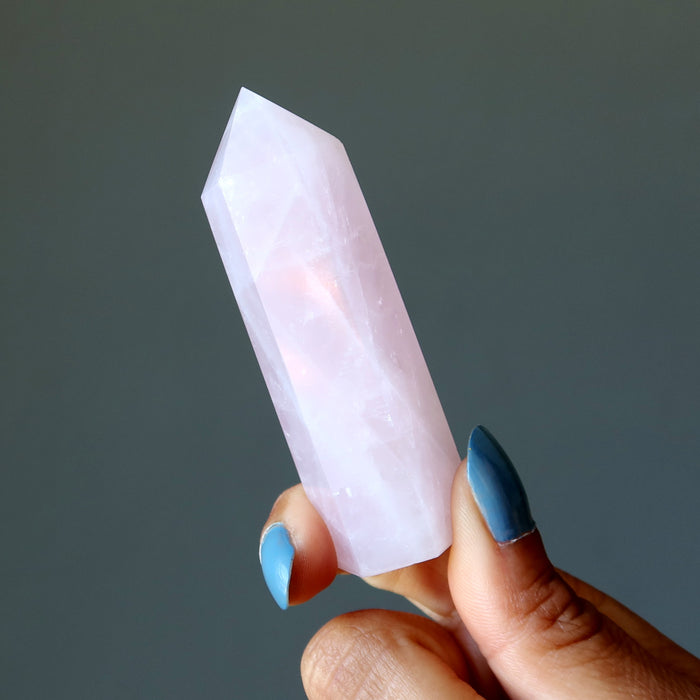 Rose Quartz Tower Wand Point to True Love Pink Crystal