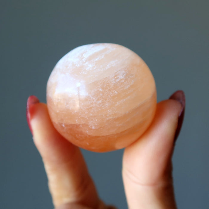 Orange Selenite Sphere Warm Creativity Crystal Ball Healing