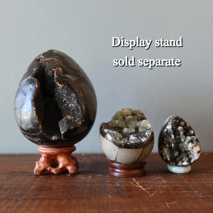 septarian geode eggs on stands