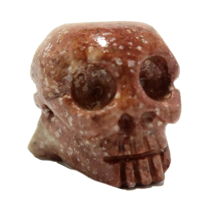 Soapstone Skull Time Traveler Channeling Crystal Red Bead