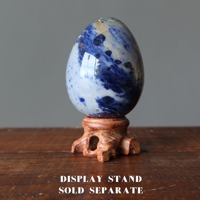 sodalite egg on wood stand