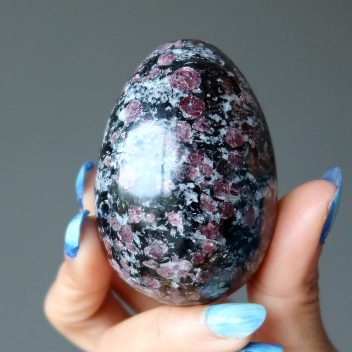 Spinel Egg Blessed Success Red Black Biotite Schist Stone