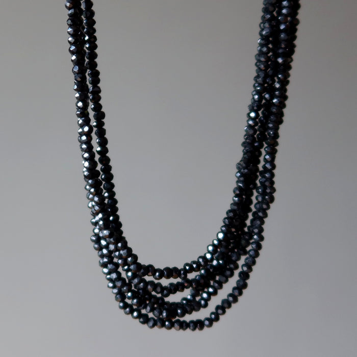 Spinel Necklace Black Empress Faceted 5-Strand Gems