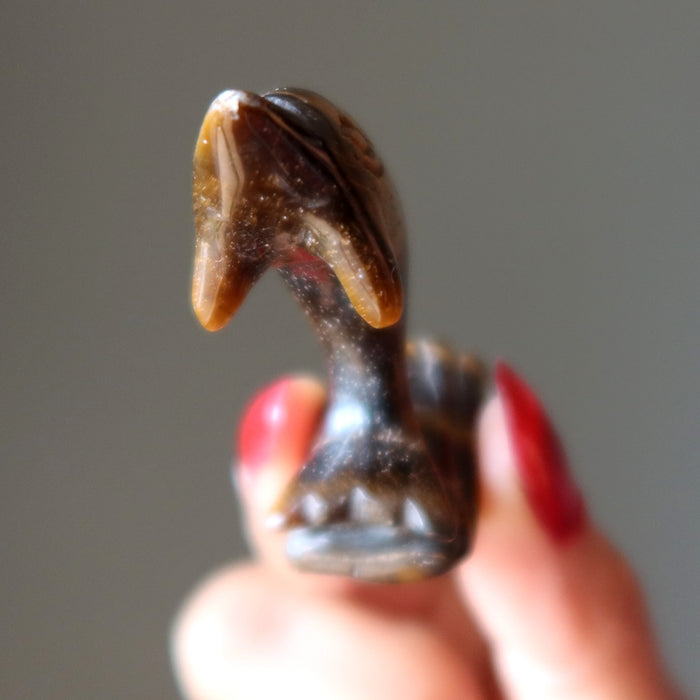 tigers eye dolphin figurine