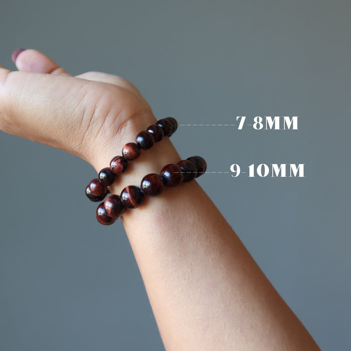 two red tigers eye bracelet in different beads sizes