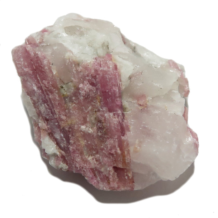 Pink Tourmaline Raw Crystal Romance Stone in Snow Quartz