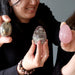 woman holding crystal eggs