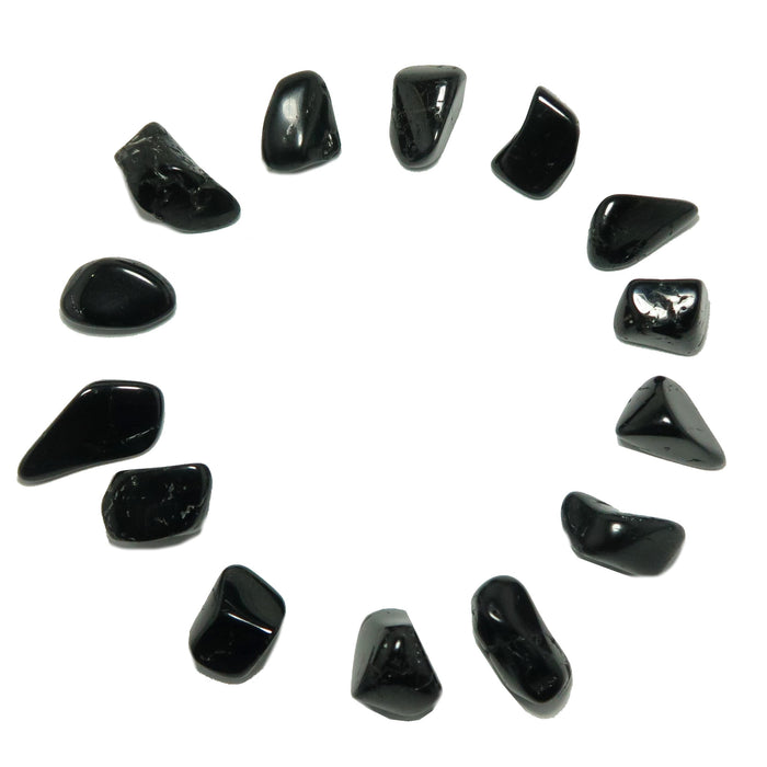 14 black tourmaline tumbled stones