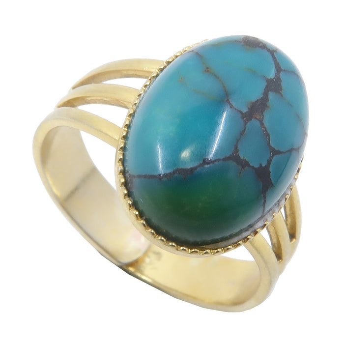 Turquoise Ring Eye of Spirit Gold Adjustable