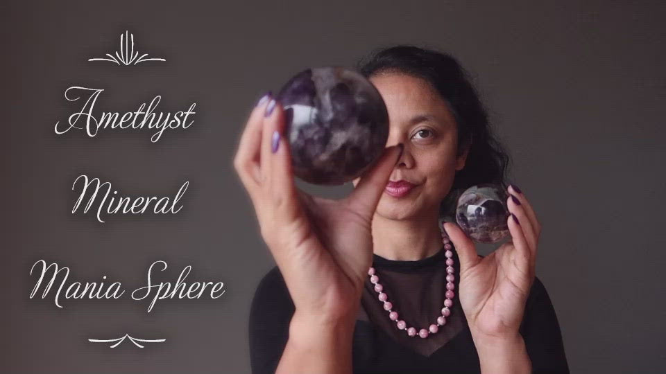 video on amethyst spheres with mineral inclusions