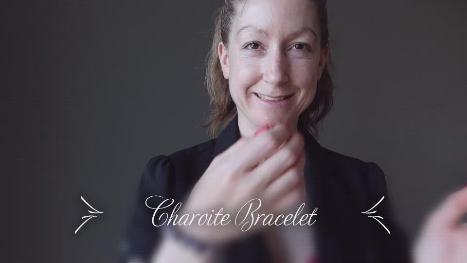 video of female modeling charoite bracelet