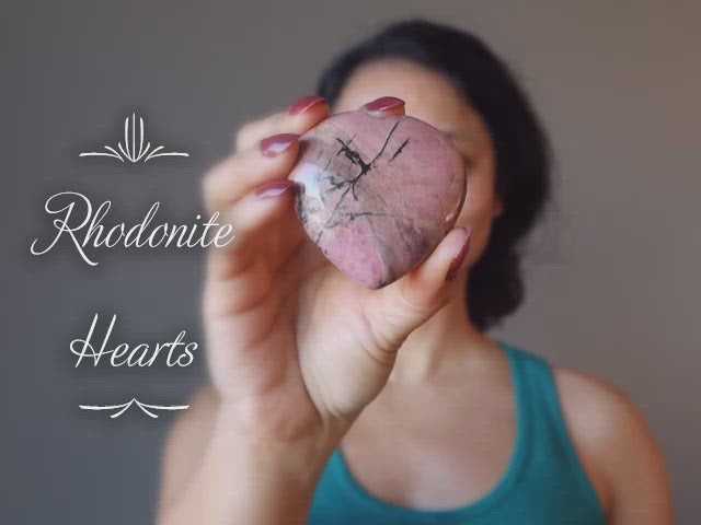 video featuring rhodonite hearts