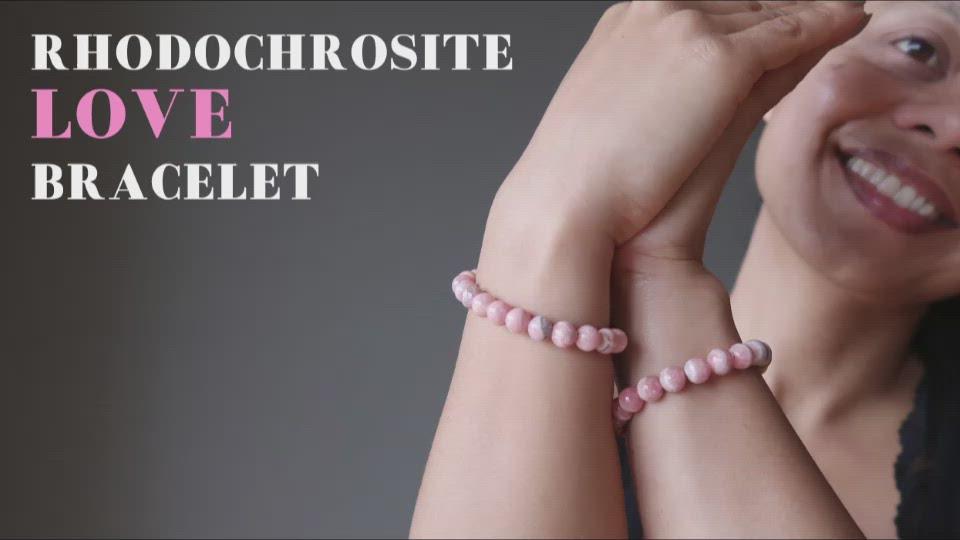 video showcasing rhodochrosite bracelets