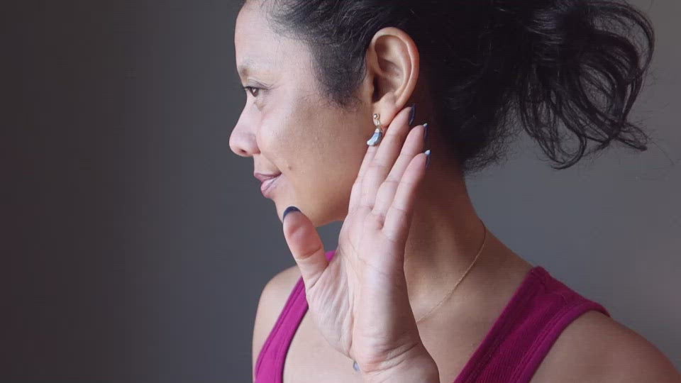 video featuring labradorite new moon earrings