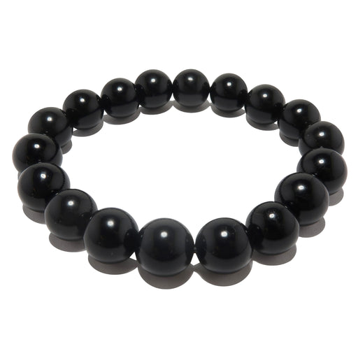round black onyx beads on stretch bracelet