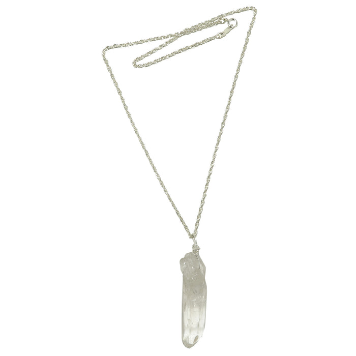 Clear Quartz Necklace Raw Crystal Point Gold or Silver Chain