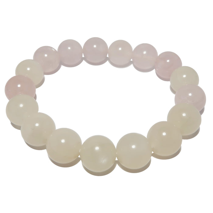 White Moonstone Rose Quartz Bracelet Lunar Love Goddess Gems — Satin ...