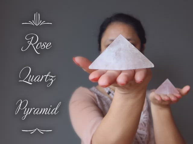 video featuring rose quartz pyramids
