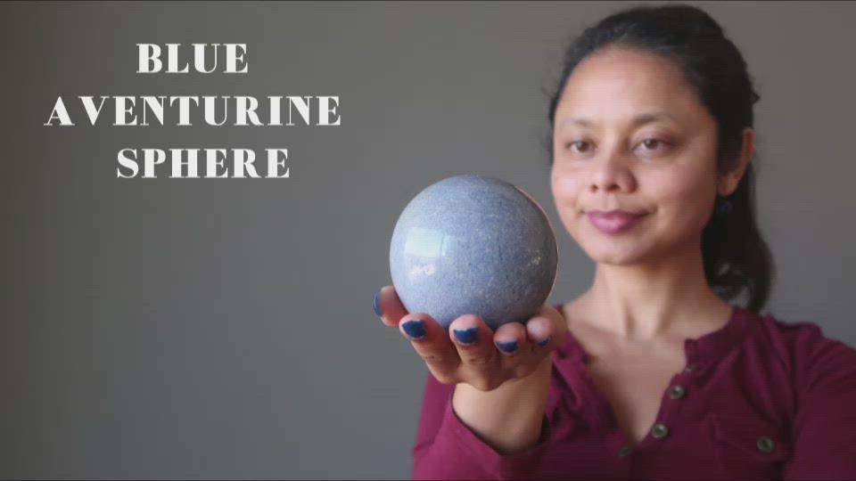 video on blue aventurine sphere