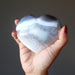 hand holding Blue Lace Agate Heart