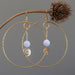 hanging blue lace agate gold hoop earrings
