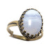 Antique Adjustable Brass Oval Blue Lace Agate Ring