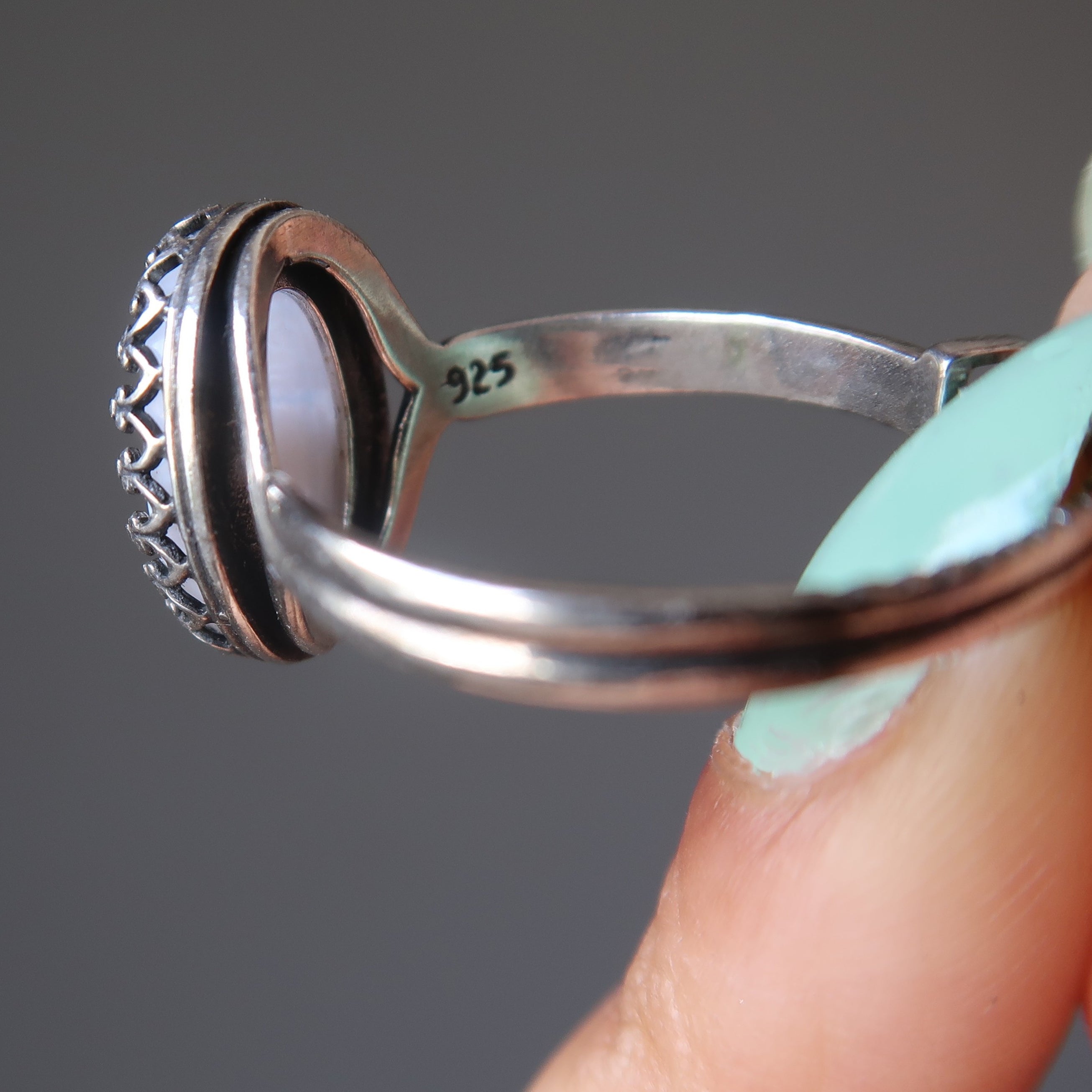 Blue Lace Agate Ring Joy Sterling Silver Adjustable — Satin Crystals