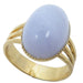 blue lace agate oval in gold tone adjustable ring