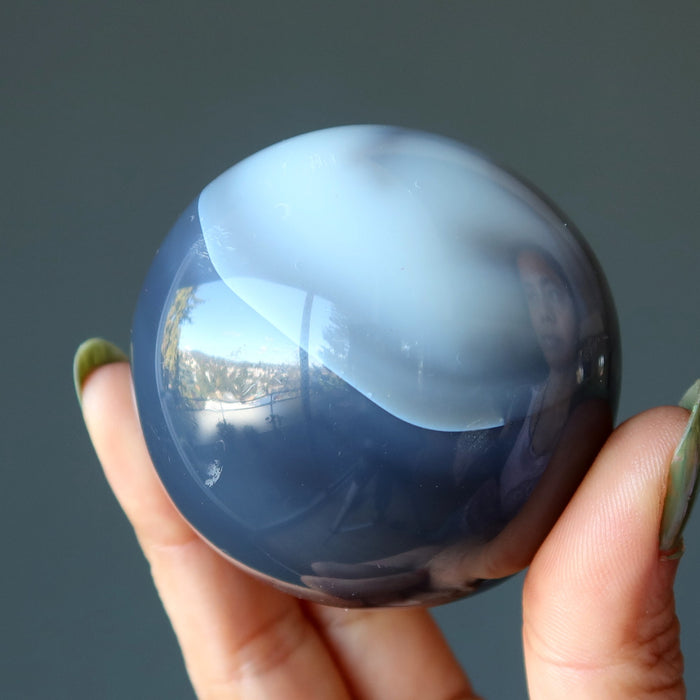 Blue Lace Agate Sphere Swirls of Serenity Healing Crystal Ball