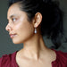 sheila of satin crystals wearing Botswana Agate silver crafted earrings  