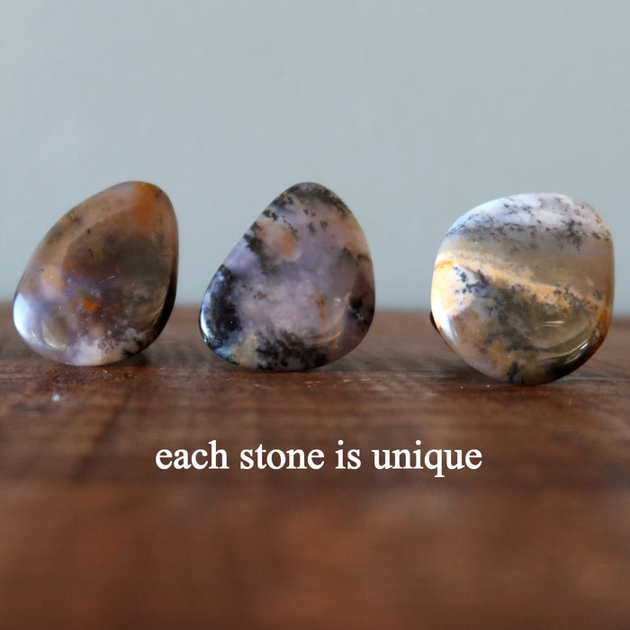 Dendritic Agate Ring Mysteries Big Purple Gemstone Bronze