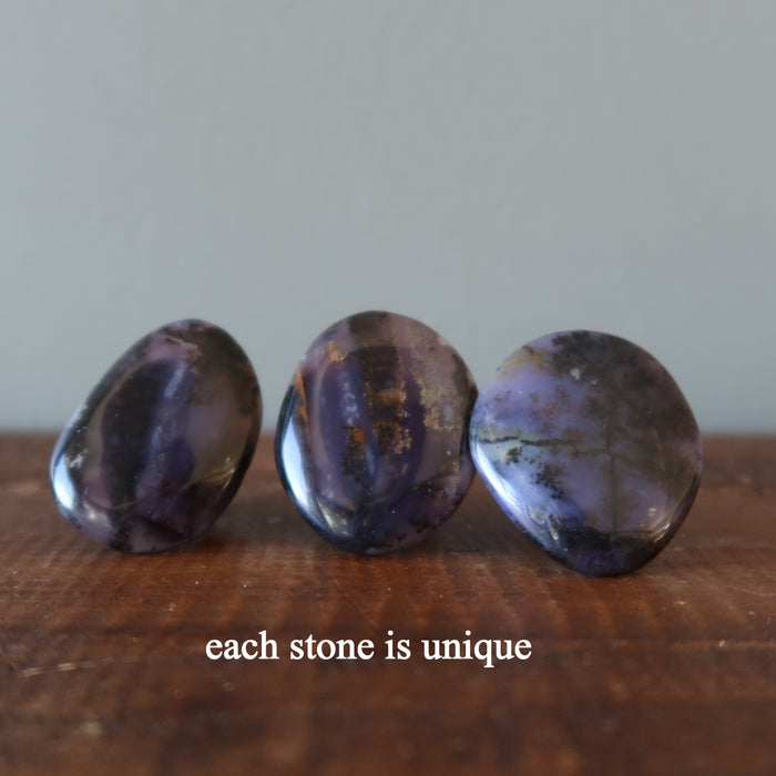 Dendritic Agate Ring Purple Midnight Stone Adjustable
