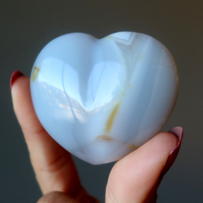 Blue Lace Agate Heart Love Flows Freely Calm Cleansing Crystal