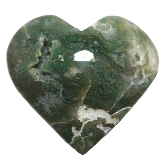 Moss Agate Heart Love Terrarium Clear Green Spotted Gem