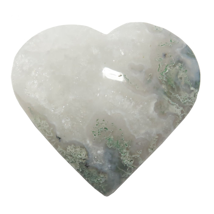 Moss Agate Heart White Snowy Forest Nostalgic Love Crystal