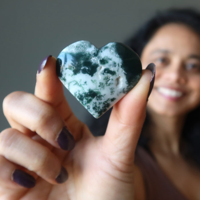 Tree Agate Heart Thriving Relationships Crystal Healing Gem