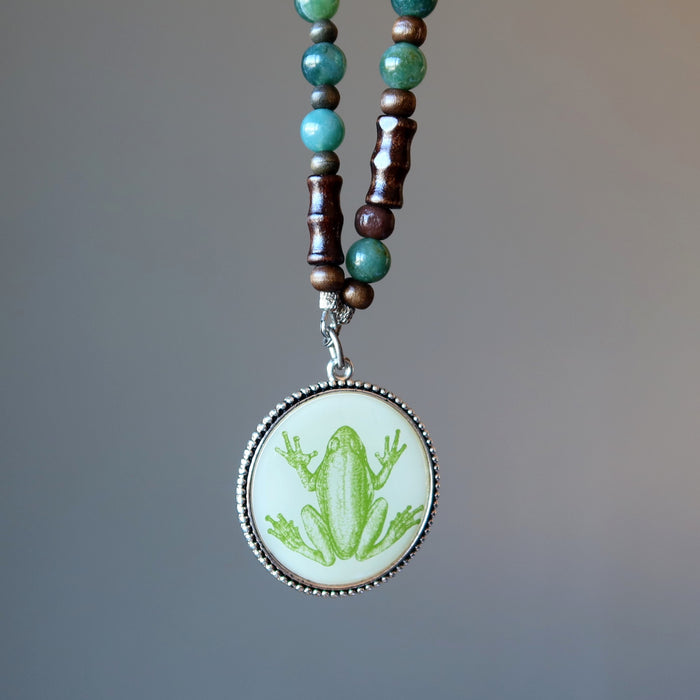 Moss Agate Necklace Leap Frog Loves Life Green Gemstones